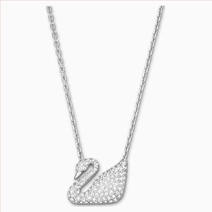 Swarovski Swan Necklace, White, Rhodium Plated